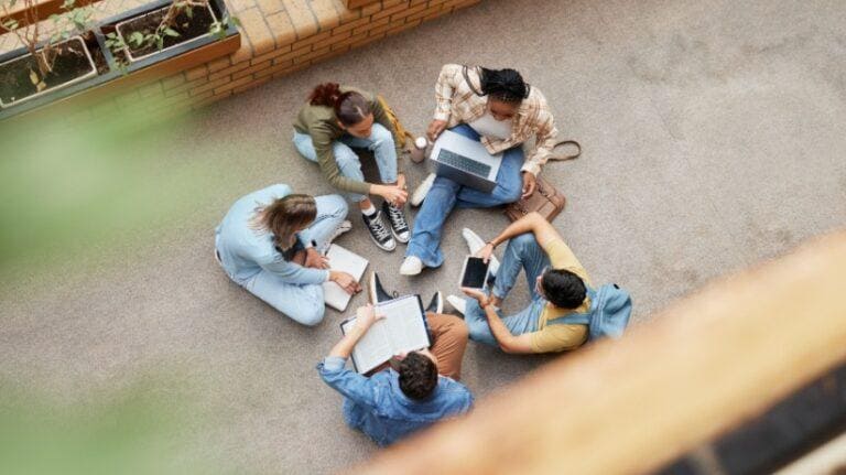 Students studying together